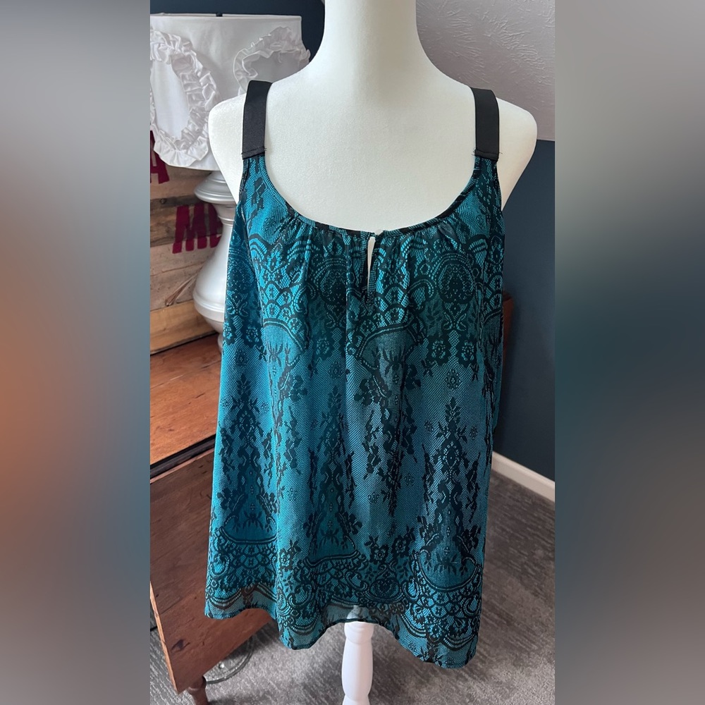 Lane Bryant Black and Teal Tank